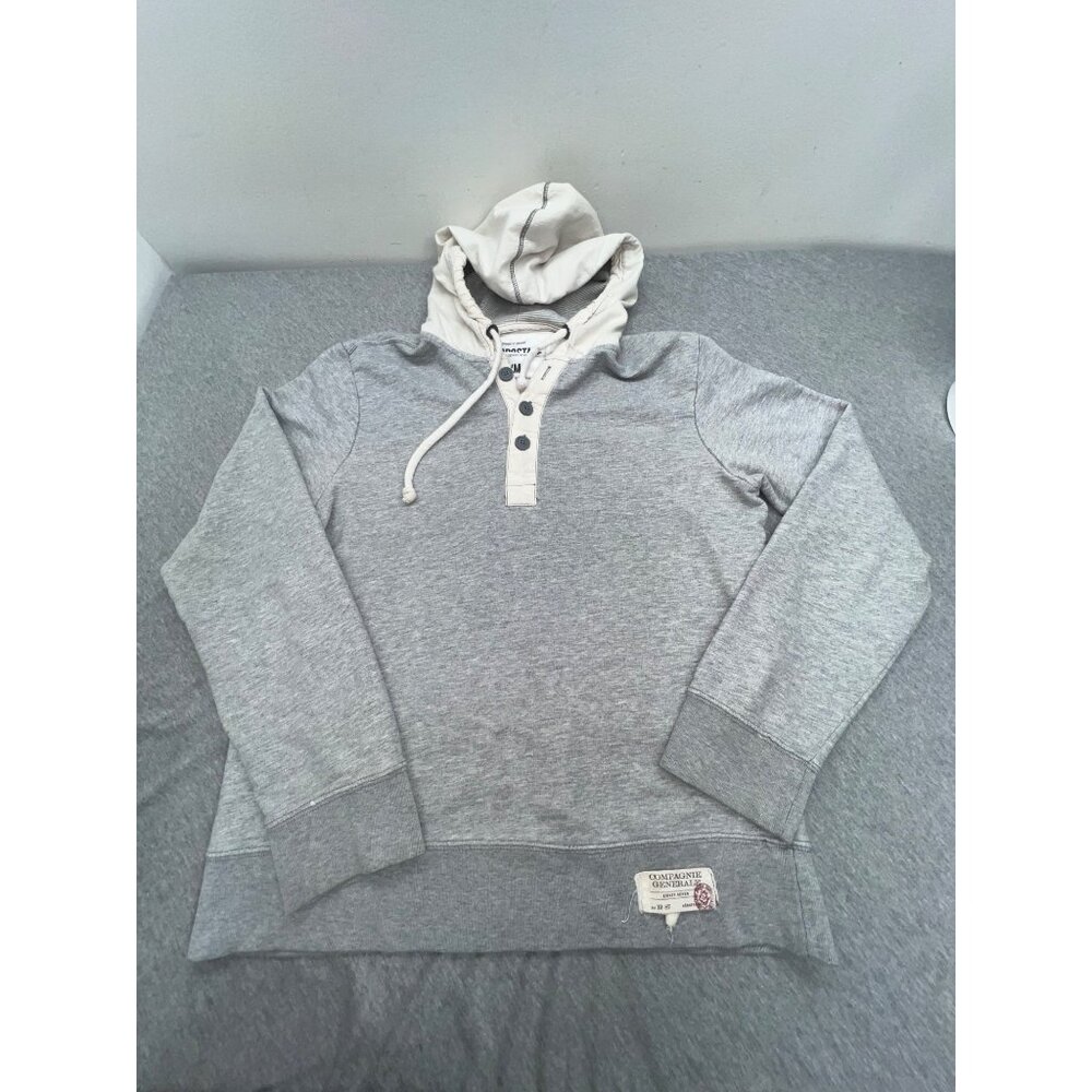 Aeropostale‎ Gray Mens Medium Hoodie Sweatshirt ButtonUp Neck Drawstring Y2K